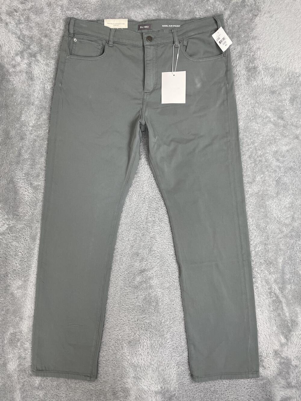 DL1961 Russell Slim Straight Jeans Mens 40x34 Gray Stretch Denim Knit Comfort